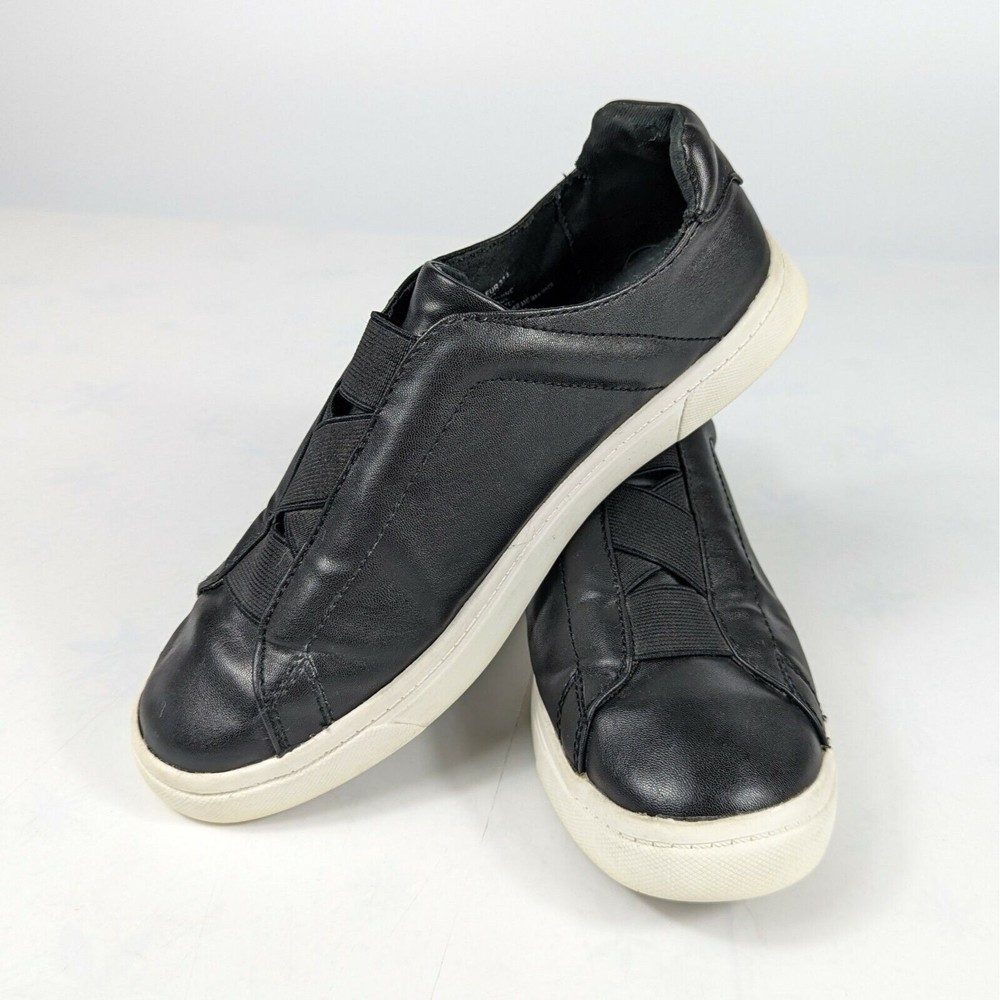 Fabletics Slip On Black Faux Leather Shoe Womens Sz 7 37.5